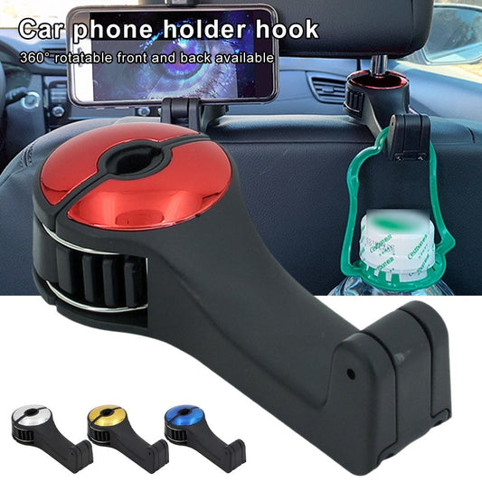 2-in-1 Car Headrest Hook & Phone Holder