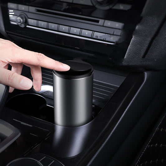 Compact Alloy Car Trash Bin
